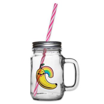 Banana Comic - Glass jar with handle and screw cap - clear - Right