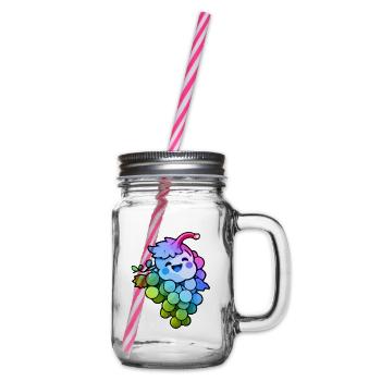 Grape Comic Colorful - Glass jar with handle and screw cap - clear - Right