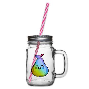 Birne Comic Bunt - Henkelglas mit Schraubdeckel - Klar - Rechts