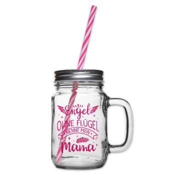 Muttertag Engel Ohne Flügel Nennt Man Mama - Henkelglas mit Schraubdeckel - Klar - Rechts