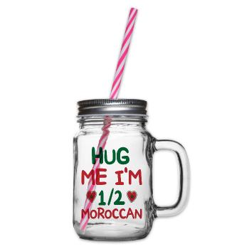 Moroccan humor I am half Moroccan - Glass jar with handle and screw cap - clear - Right