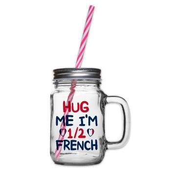 French humor I'm half French - Glass jar with handle and screw cap - clear - Right