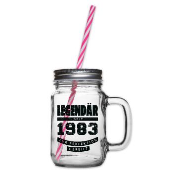 Legendär Seit 1983 Geburtstag 40Jahre Sprüche - Henkelglas mit Schraubdeckel - Klar - Rechts