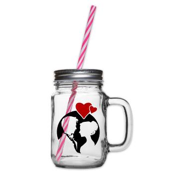 Married Couple Wedding Silhouette - Glass jar with handle and screw cap - clear - Right