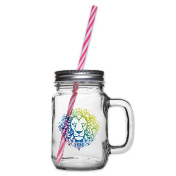 Löwe Mandala Boho - Henkelglas mit Schraubdeckel - Klar - Rechts