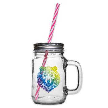 Bär Grizzly Mandala Boho - Henkelglas mit Schraubdeckel - Klar - Rechts
