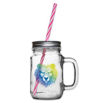Bär Grizzly Mandala Boho - Henkelglas mit Schraubdeckel - Klar - Rechts