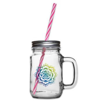 Rose Mandala Boho - Henkelglas mit Schraubdeckel - Klar - Rechts