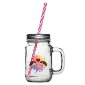 Igel Comic Paar Liebe - Henkelglas mit Schraubdeckel - Klar - Rechts