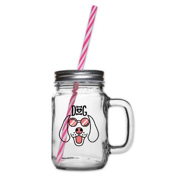 Ein lustiger Hund mit der rosa roten Brille Hunde - Henkelglas mit Schraubdeckel - Klar - Rechts