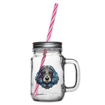 Pudel Hund Portrait - Henkelglas mit Schraubdeckel - Klar - Rechts