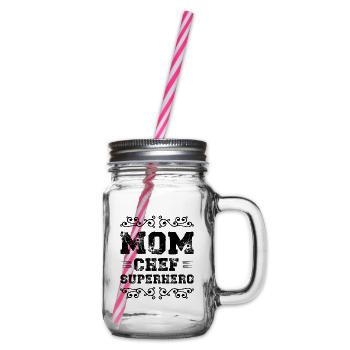 Mom Chef Superhero Mom - Glass jar with handle and screw cap - clear - Right