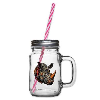 Rhinoceros Head - Glass jar with handle and screw cap - clear - Right