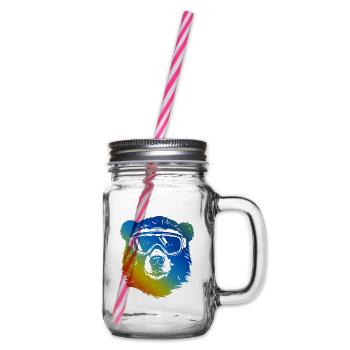 Ski Bär Bunt - Henkelglas mit Schraubdeckel - Klar - Rechts