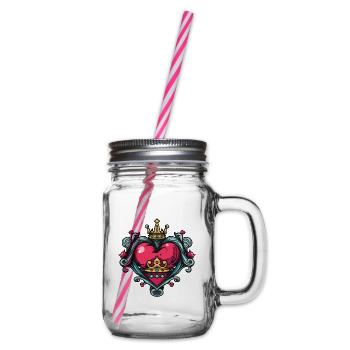 Herz Symbol Krone Liebe - Henkelglas mit Schraubdeckel - Klar - Rechts