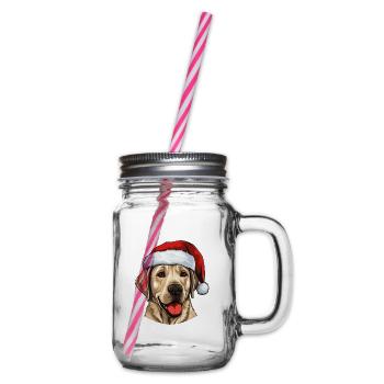 Labrador Hund Porträt Weihnachten - Henkelglas mit Schraubdeckel - Klar - Rechts