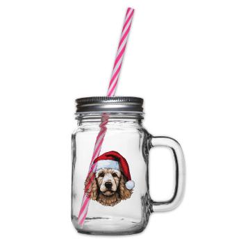 Caniche chien Portrait Noël - Bocal à boisson - transparent - Droite
