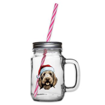 Otterhound Hund Kopf Weihnachten Portät - Henkelglas mit Schraubdeckel - Klar - Rechts