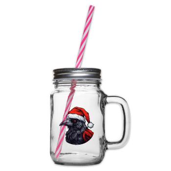 Crow Raven Christmas Animal Head - Glass jar with handle and screw cap - clear - Right