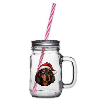 Dackel Hund Kopf Weihnachten - Henkelglas mit Schraubdeckel - Klar - Rechts