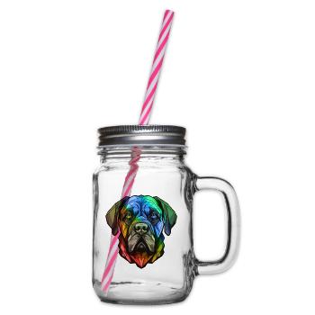 Mastiff Hund Kopf Bunt - Henkelglas mit Schraubdeckel - Klar - Rechts