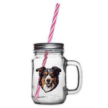 Tête de chien Border Collie - Bocal à boisson - transparent - Droite