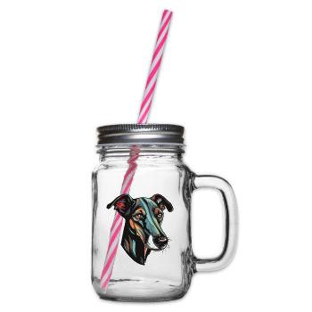 Greyhound Hund Kopf - Henkelglas mit Schraubdeckel - Klar - Rechts