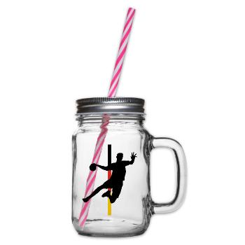 Handball Sieg - Henkelglas mit Schraubdeckel - Klar - Rechts