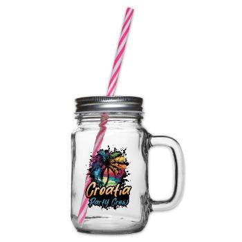 Croatia Party Crew Holidays - Glass jar with handle and screw cap - clear - Right