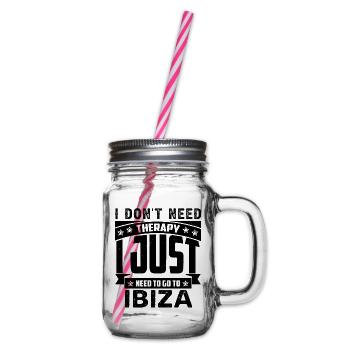 I don't need therapy, I just need to go to Ibiza - Glass jar with handle and screw cap - clear - Right