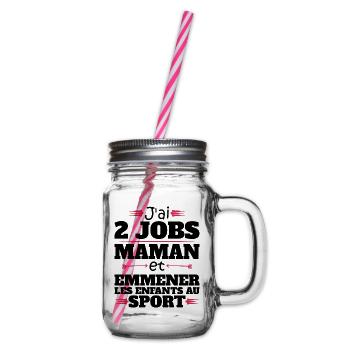 2 Jobs Maman Et Enfants Au Sport Humour Maman - Bocal à boisson - transparent - Droite