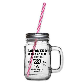 60 in der Wäsche schonend behandeln 60 Jahre alt - Henkelglas mit Schraubdeckel - Klar - Rechts