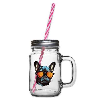 Portrait de tête de chien bouledogue français - Bocal à boisson - transparent - Droite