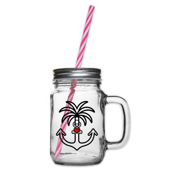 Palme Anker Herz Liebe - Henkelglas mit Schraubdeckel - Klar - Rechts