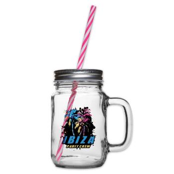 Ibiza Party Crew Holiday Saying - Glass jar with handle and screw cap - clear - Right
