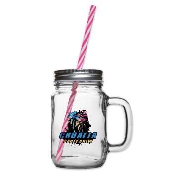 Croatia Party Crew Holiday Saying - Glass jar with handle and screw cap - clear - Right