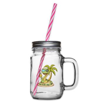 Snake Cobra Summer Beach Vacation - Glass jar with handle and screw cap - clear - Right