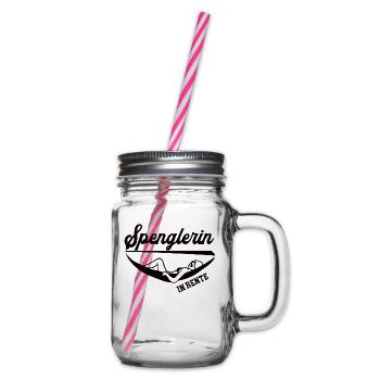 Spenglerin in Rente Rentenbeginn Spenglerei Frau - Henkelglas mit Schraubdeckel - Klar - Rechts