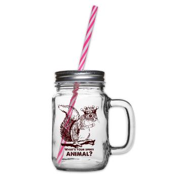 Squirrel wears a crown - Glass jar with handle and screw cap - clear - Right