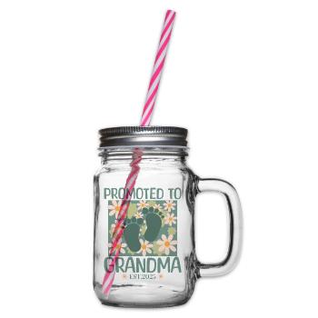 Promoted to Grandma 2025 Soon to be Granny - Glass jar with handle and screw cap - clear - Right