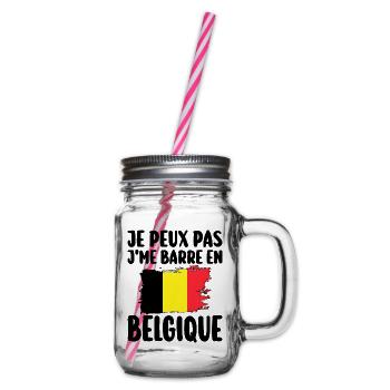J'Me Barre En Belgique Voyage Cadeau - Bocal à boisson - transparent - Droite