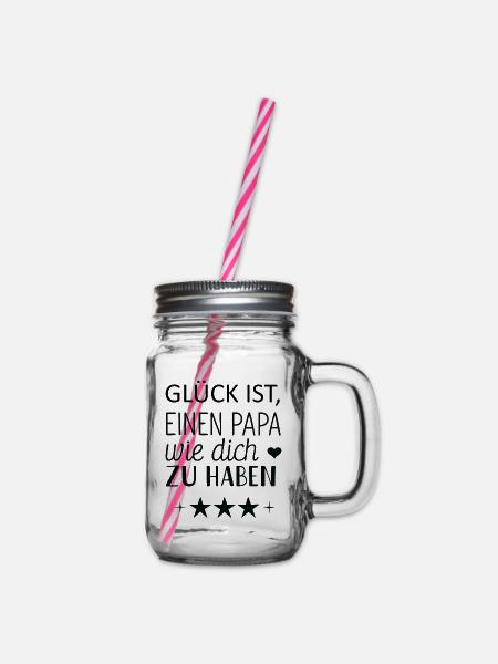 Glück ist einen Papa wie dich zu haben Vatertag - Henkelglas mit Schraubdeckel - Klar
