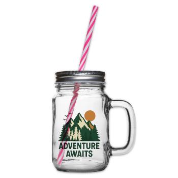 Adventure Forest Mountain Landscape - Glass jar with handle and screw cap - clear - Right
