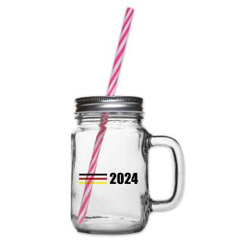 2024 Deutschland Fahne - Henkelglas mit Schraubdeckel - Klar - Rechts