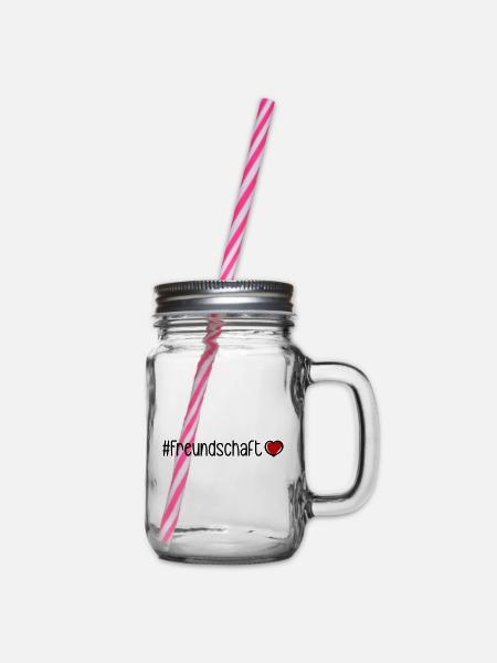 Freundschaft Herz - Henkelglas mit Schraubdeckel - Klar