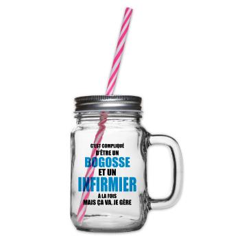 c'est compliqué d'être un bogosse et infirmier - Bocal à boisson - transparent - Droite