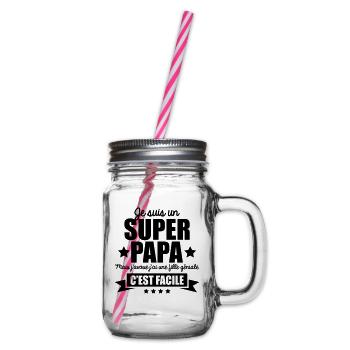 je suis un super papa j'ai une fille géniale - Bocal à boisson - transparent - Droite