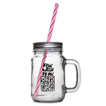 Lateral thinker creative saying gift tic tac toe - Glass jar with handle and screw cap - clear - Right