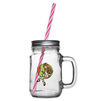 Leprechaun Girl With Beer Mug - Glass jar with handle and screw cap - clear - Right