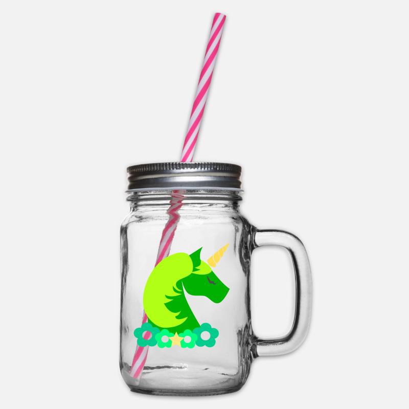 licorne verte - Bocal à boisson - transparent
